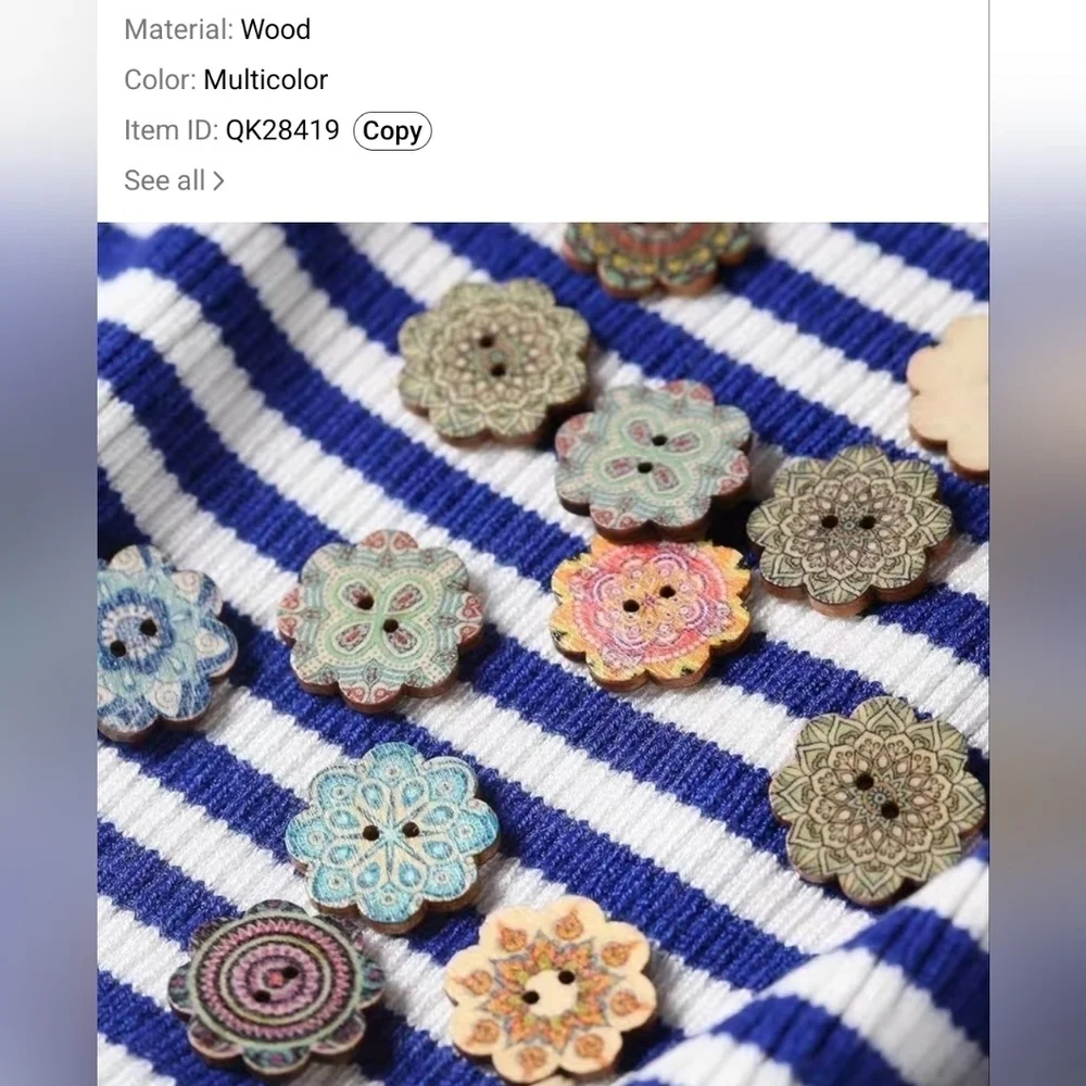 🍒NEW 50 PIECE WOODEN BUTTONS - Picture 6 of 7